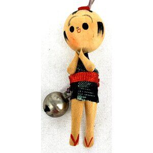 Kokeshi Doll Wood Figural Girl 2.75" Small Mini Vintage Japanese